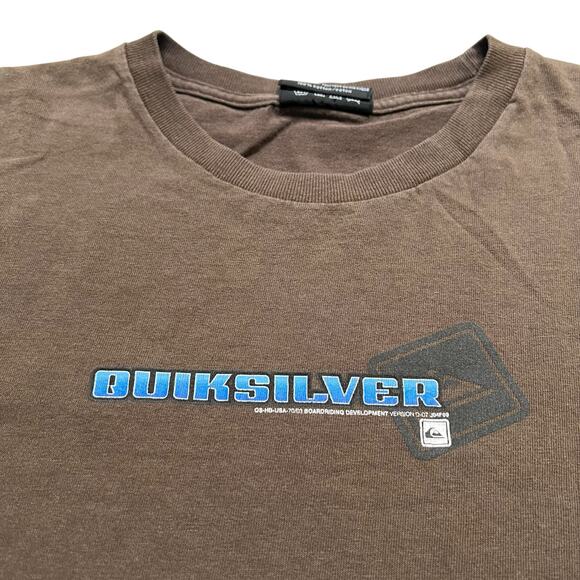 Y2K Quiksilver T Shirt Men XL short sleeve Brown Skate Surf Outdoors Baggy - Picture 3 of 12